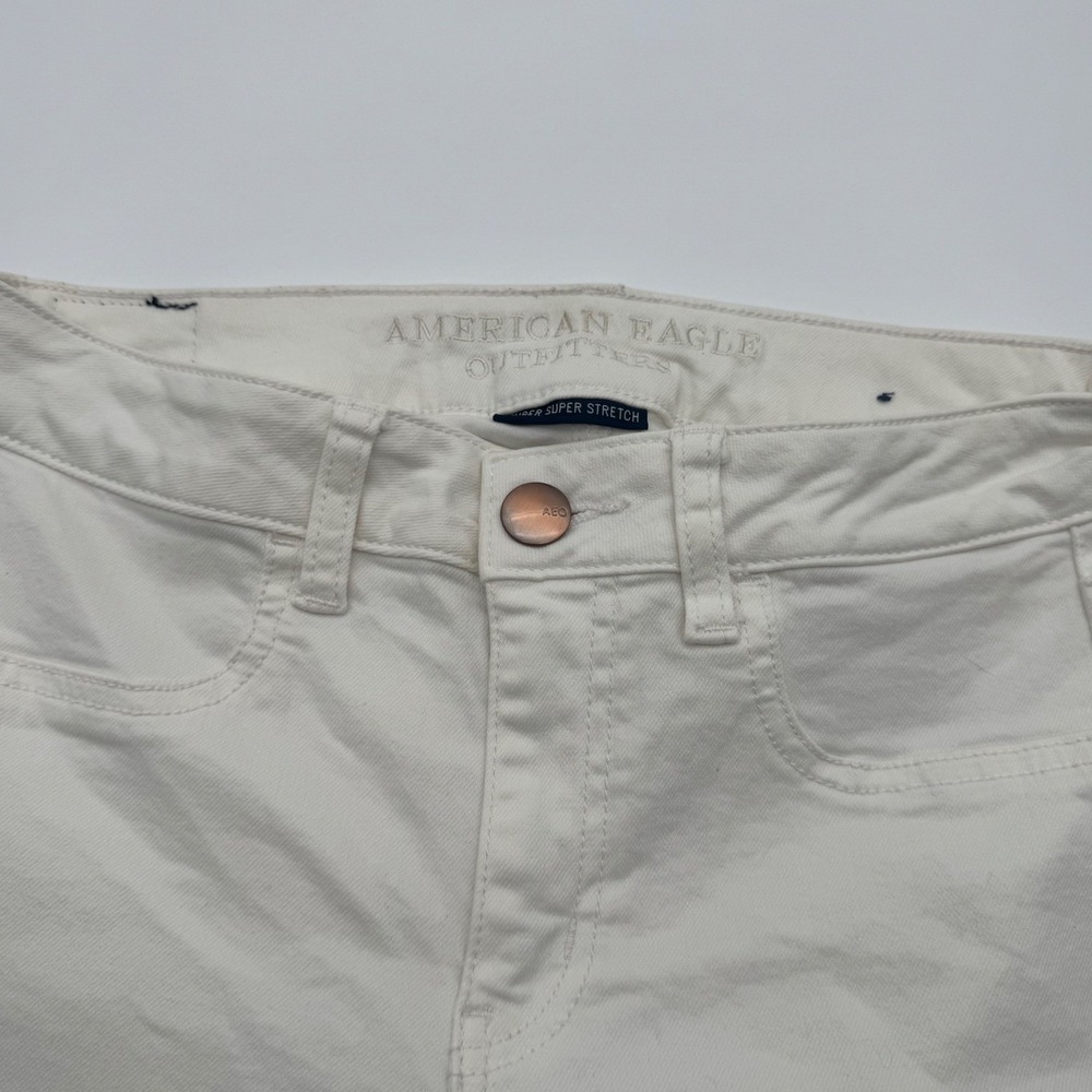 American Eagle Super Super Stretch Jeggings White Denim Skinny Jeans Size 4 Reg - Picture 5 of 7